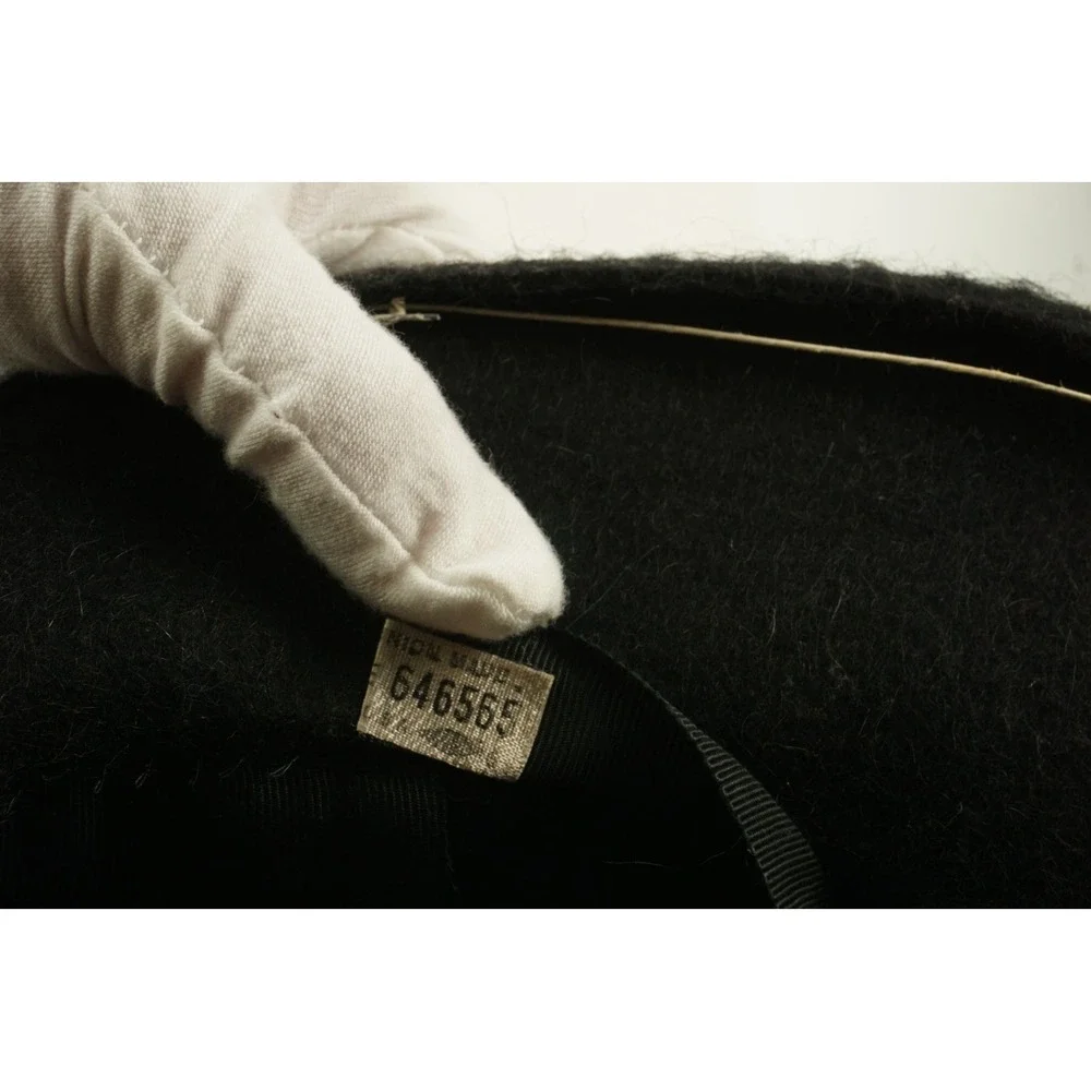 Vintage 1940s-50s Mahara Mohair Wool Bow Fedora Hat Black Union‎ Made in USA 6